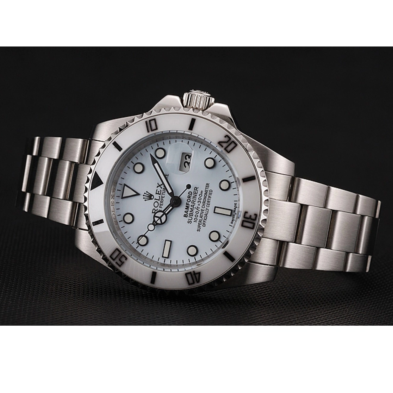 MiroTime 0711 Swiss Rolex Submariner Bamford White Dial Stainless Steel Bracelet 1453978